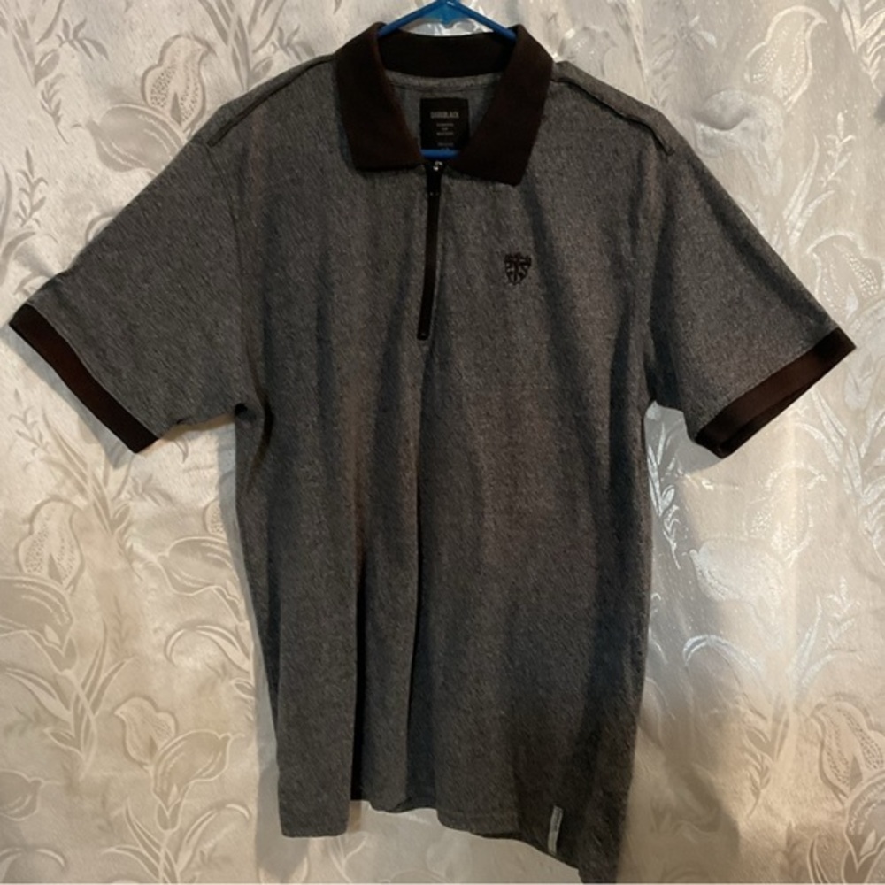 DarkBlack 1/4 Zip Gray & Black Polo Shirt